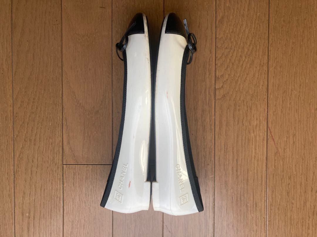 CHANEL バレエシューズ ホワイト/ブラック　塩化ビニール