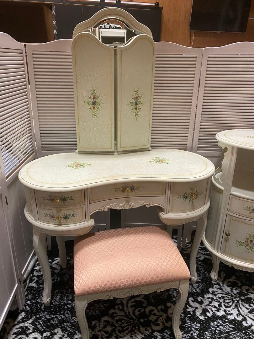 希少♦️ハンドペイント♦️ロココ アンティーク♦️コンソール キャビネット♦️送料込