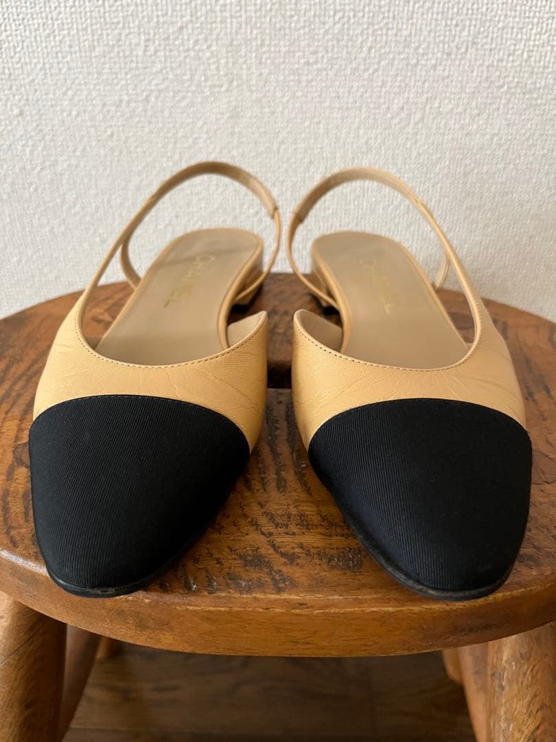 【美品】CHANEL シャネル　スリングバックシューズフラット 36.5