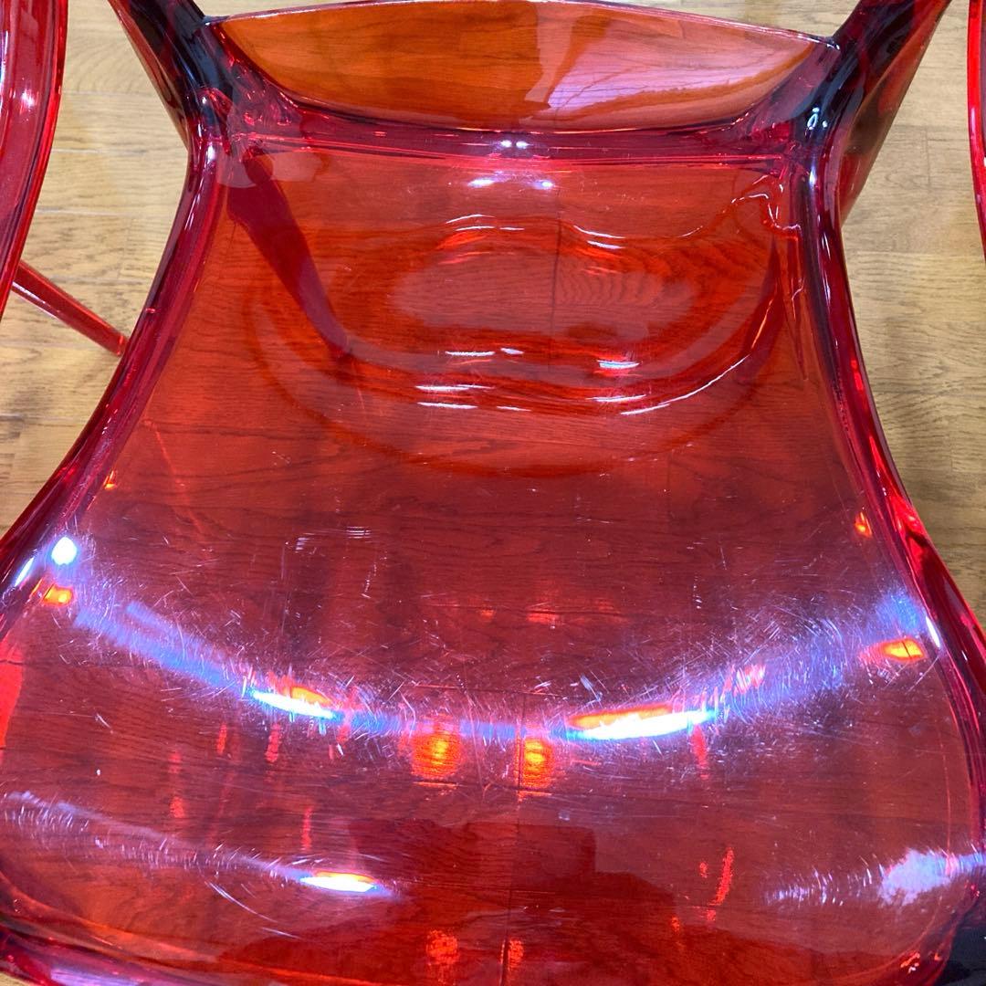 【椅子 クリアレッド】 2脚セット /ジェネリックチェア / ダイニングチェア