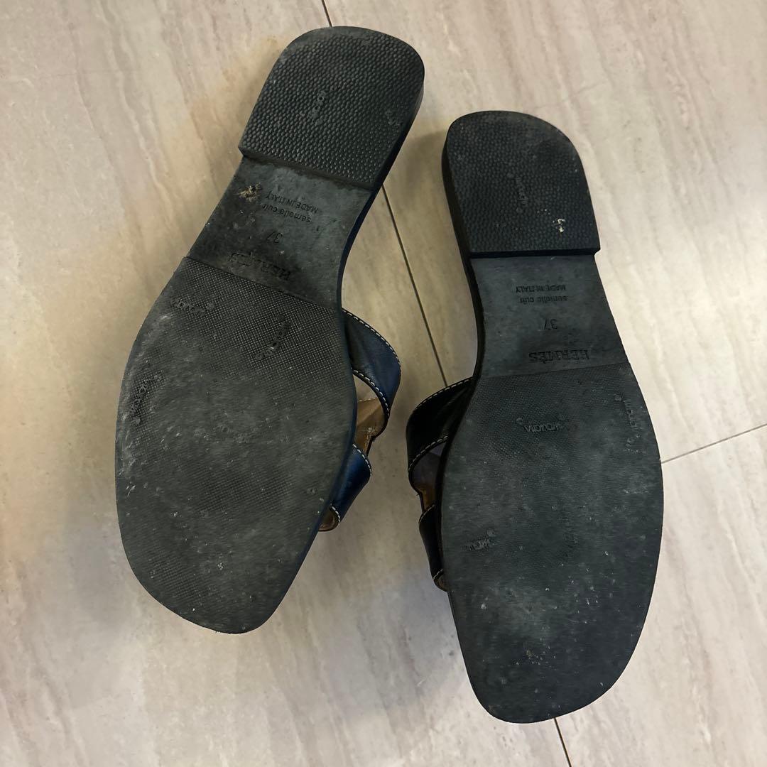 エルメス　オラン　黒　ブラック　37 HERMES フラットサンダル