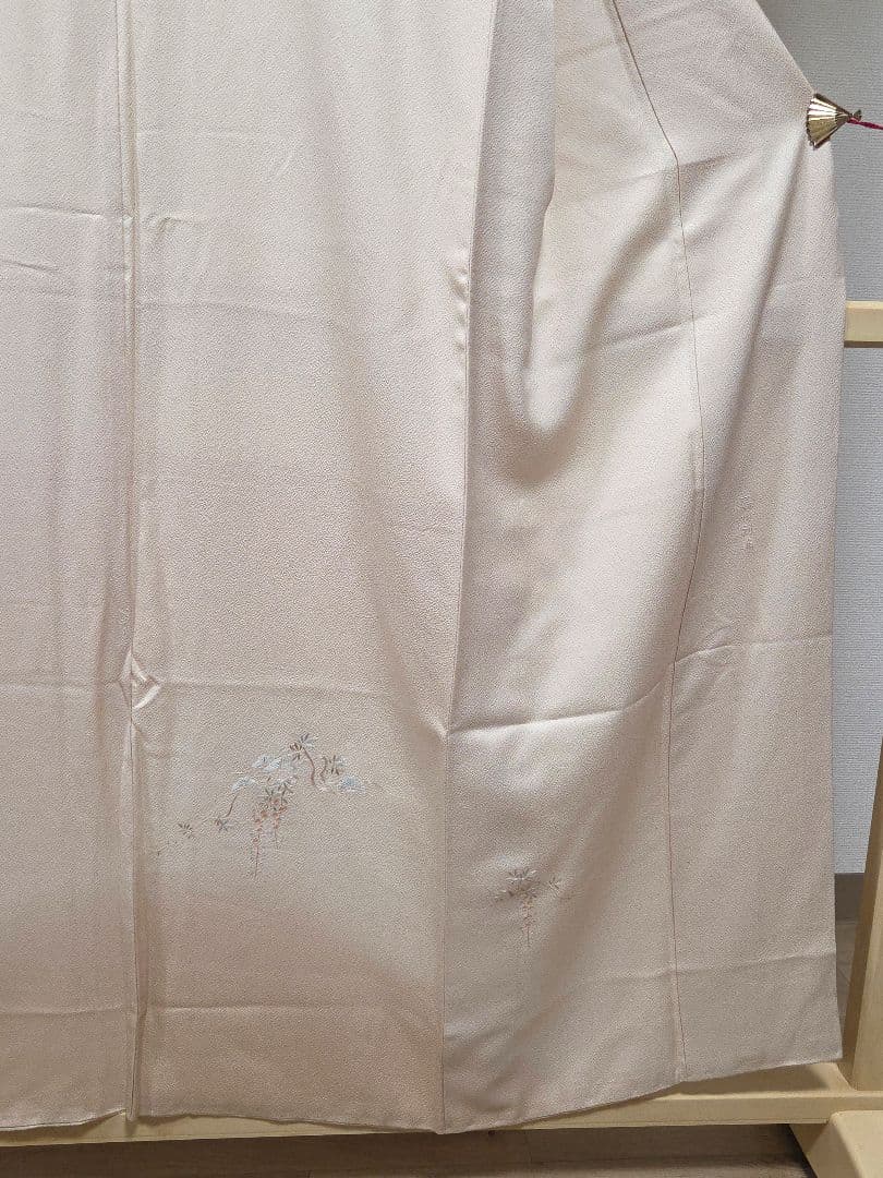 C 美品 中国三大刺繍 蘇州刺繍 暈し 藤の花 袷 正絹 付下げ 着物