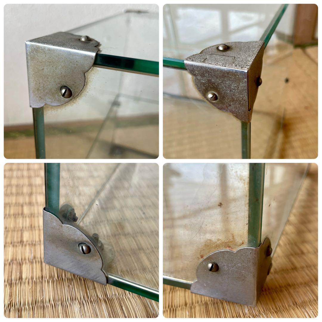 【当時物】全面 ガラスケース 2段 店舗什器 飾棚 店頭 ディスプレイ レトロ