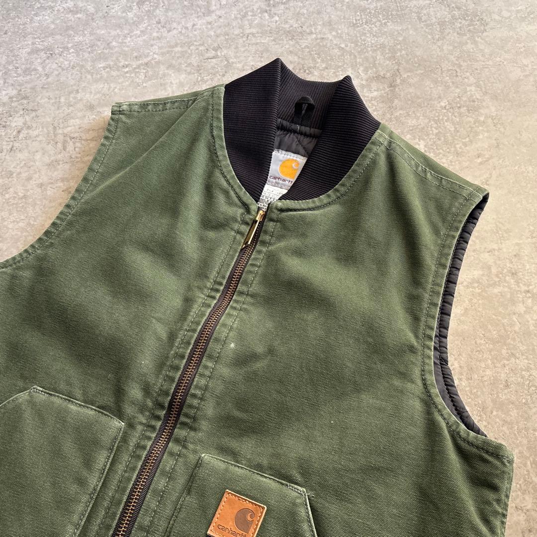 carhartt カーハート【S】希少サイズ ダックベスト グリーン 中綿 古着