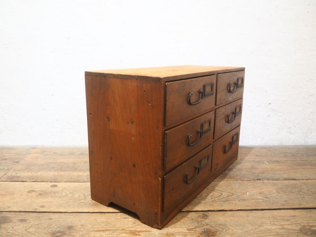 1263　アンティーク　引き出し6杯の収納棚　陳列台　ケース　チェスト　レトロ