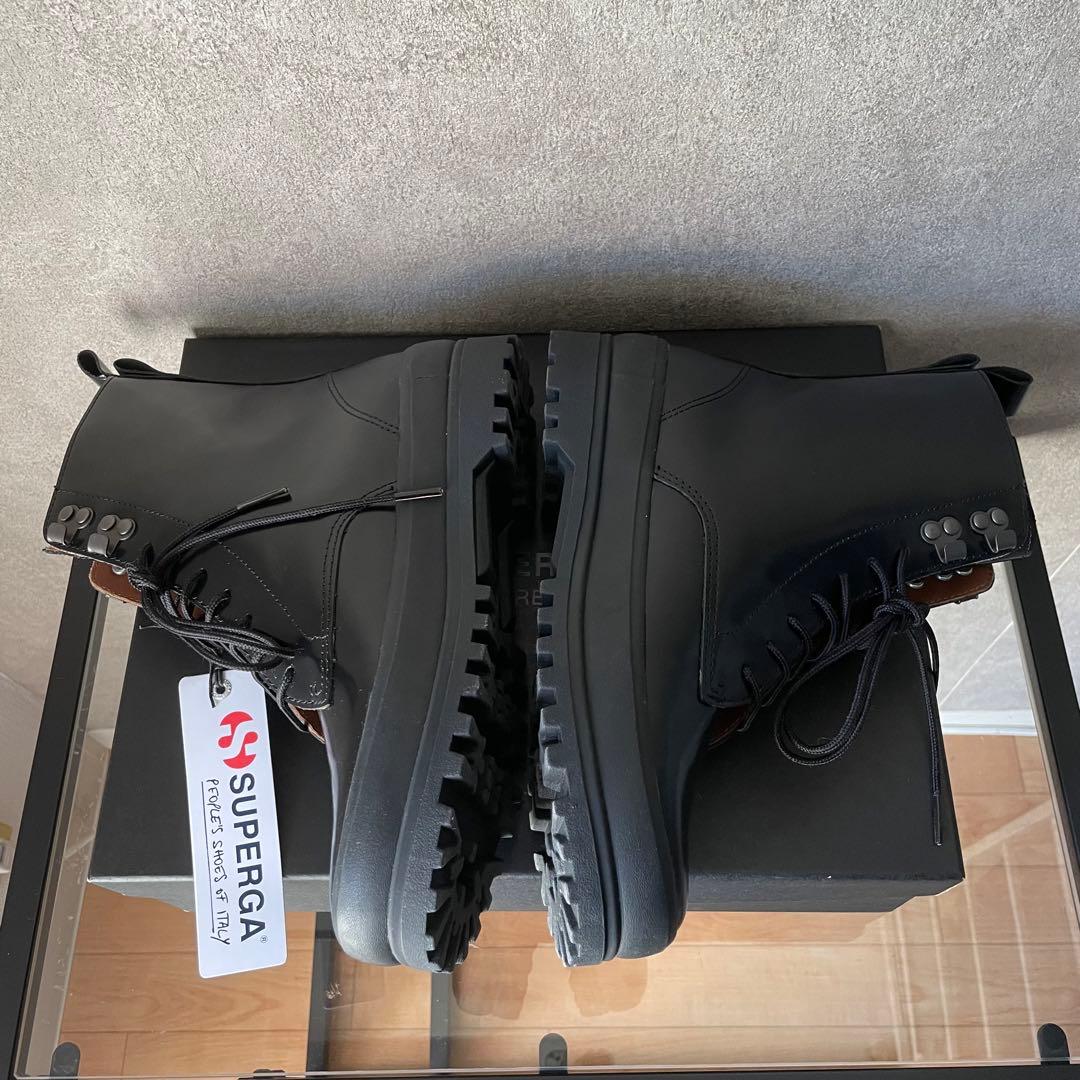 新品　SUPERGA アルピナ　ボックスレザー　ブーツ　3341 ブラック　黒