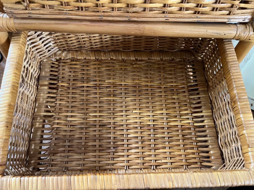 ラタン ５段 ラック 籐家具 引き出し 昭和レトロ