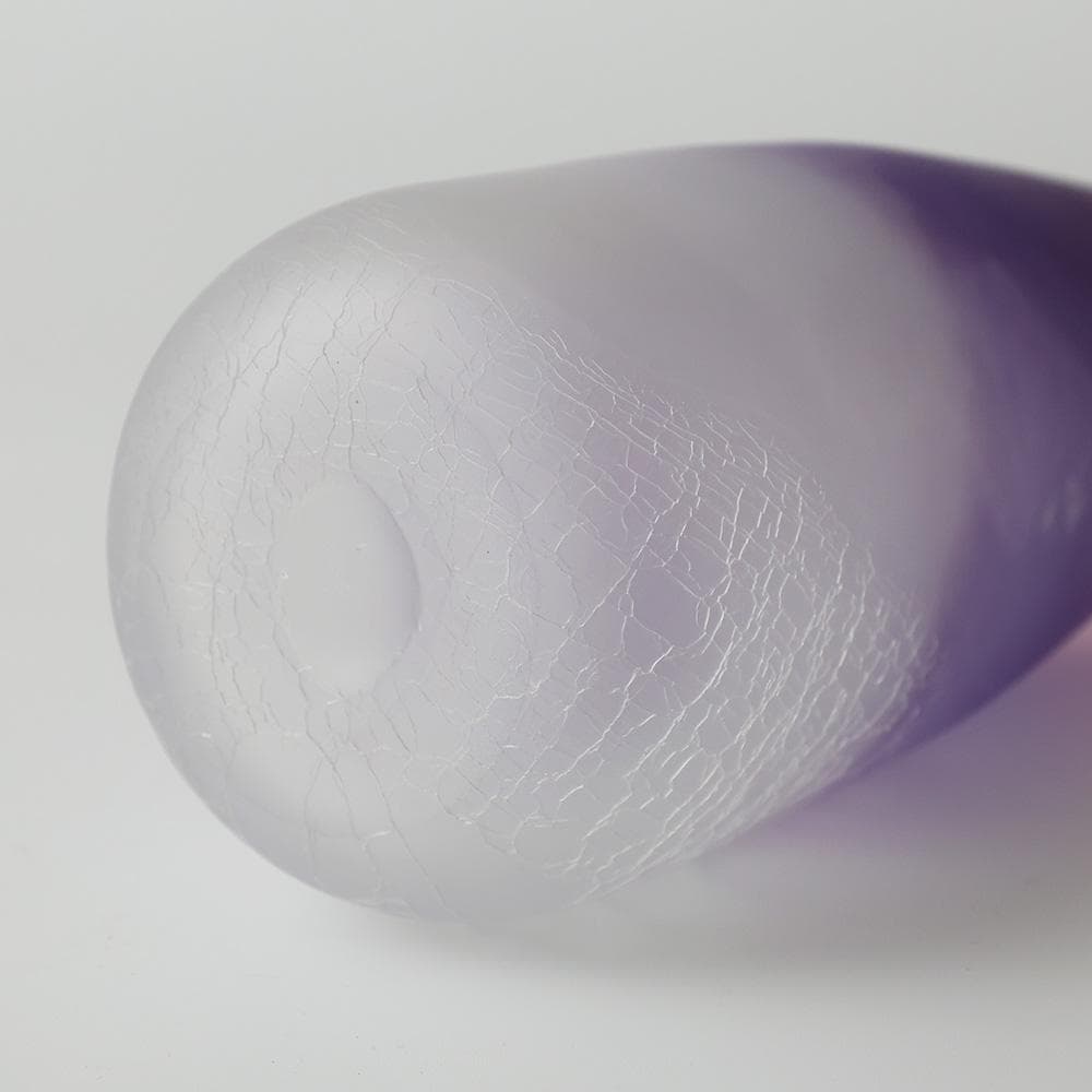 美品 富山ガラス工房 吹き硝子 花器 共箱 花瓶 花入 ガラス 高さ28㎝