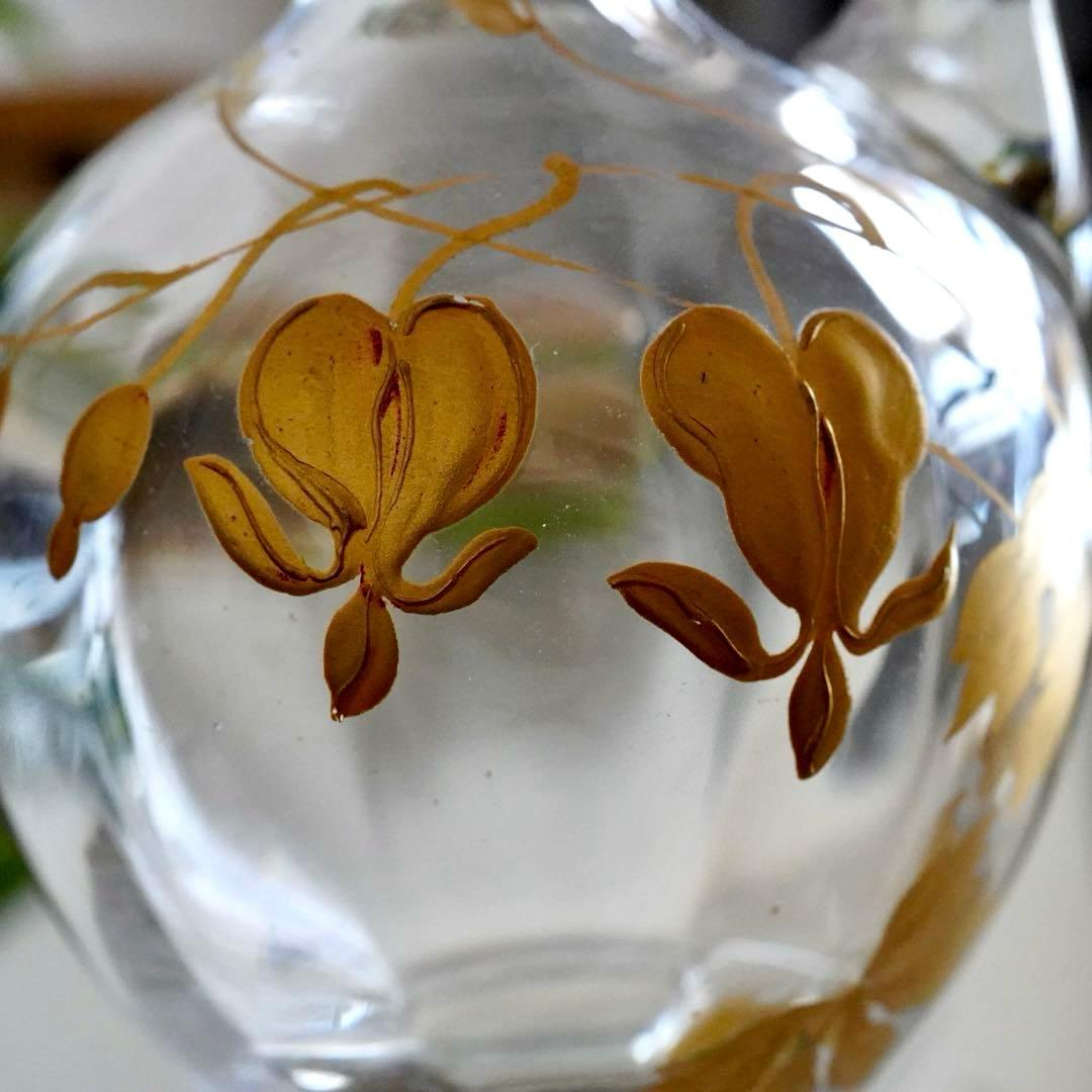 24金＆エナメル彩★オールドバカラ★ジャポニズム★取っ手付きデカンタ★希少サイズ