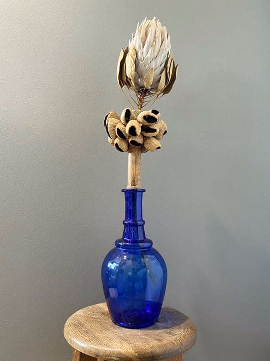 アンティーク ビンテージ 花瓶 フラワーベース ブルー 大瓶 ボトル 美品