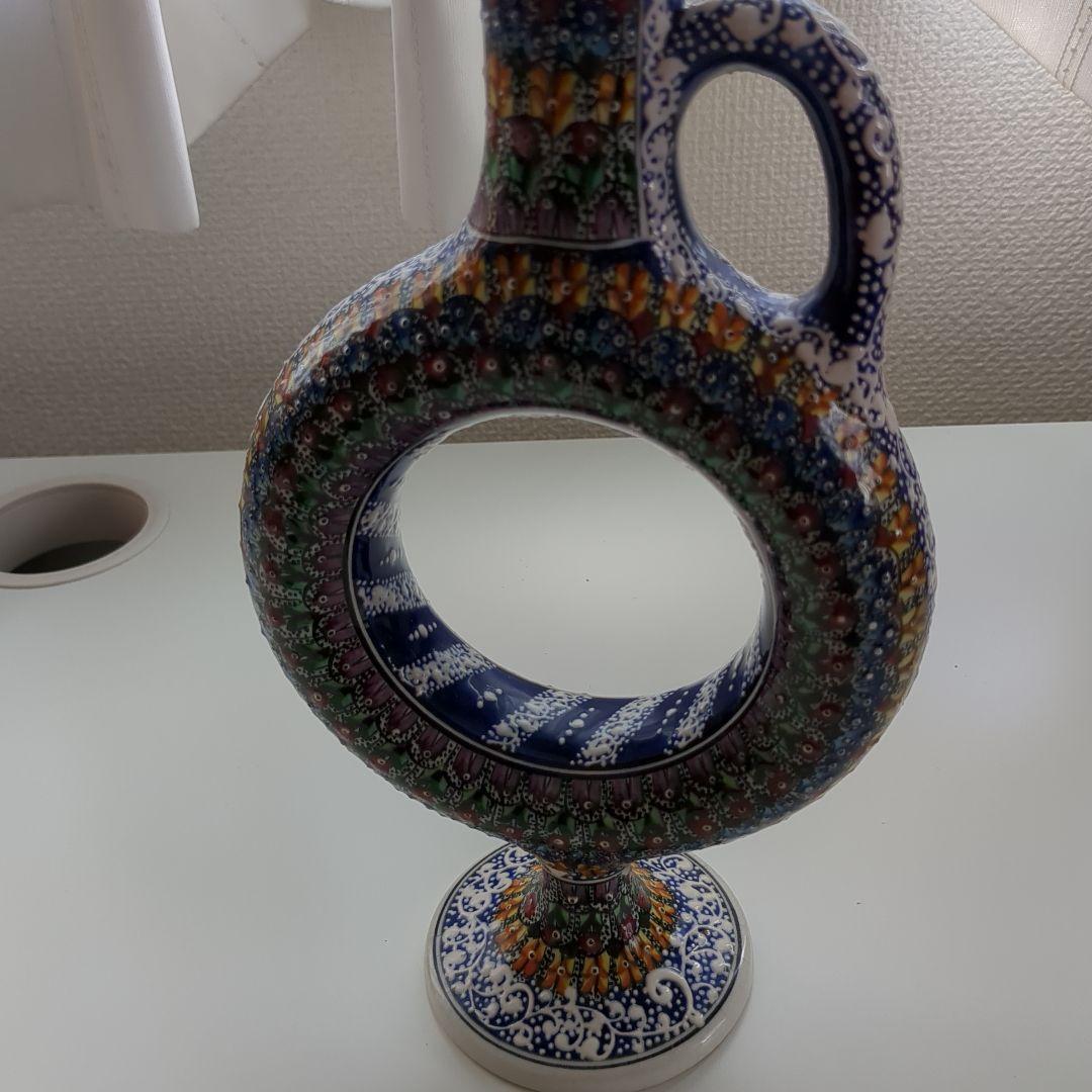 トルコ【カッパドキア】　陶器デキャンタとワイングラスセット