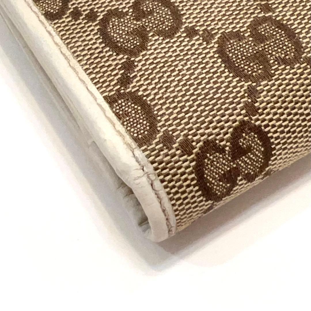 グッチ 長財布 GGキャンバス GG柄 ジャガード ハート ゴールド金具 白色