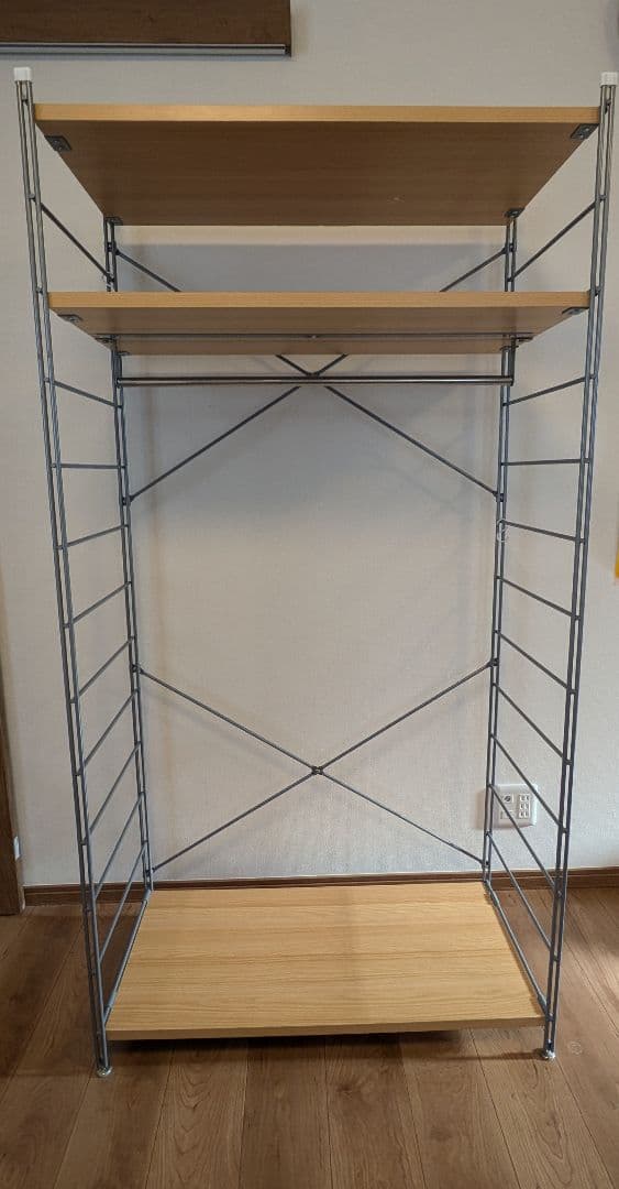 スチールラック 3段 木目調棚板