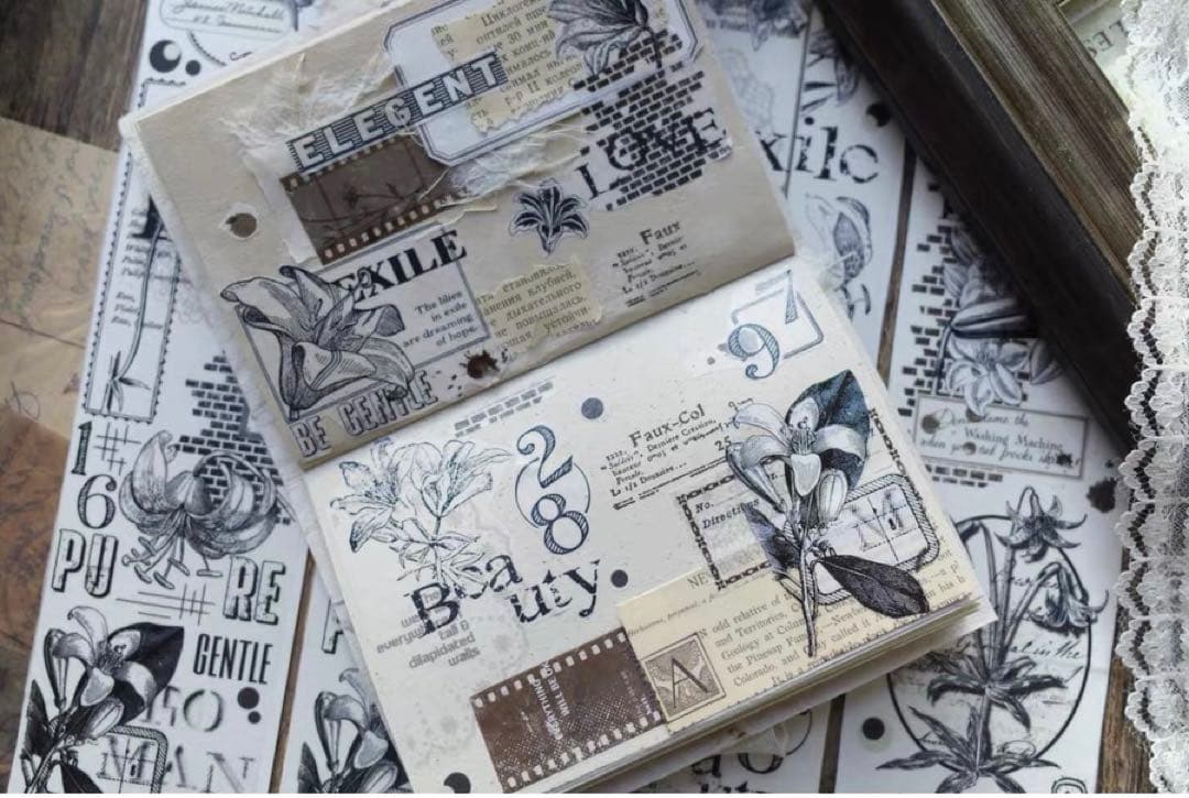 壹洱原创《旧影百合》海外マスキングテープ　マステ 【1871】