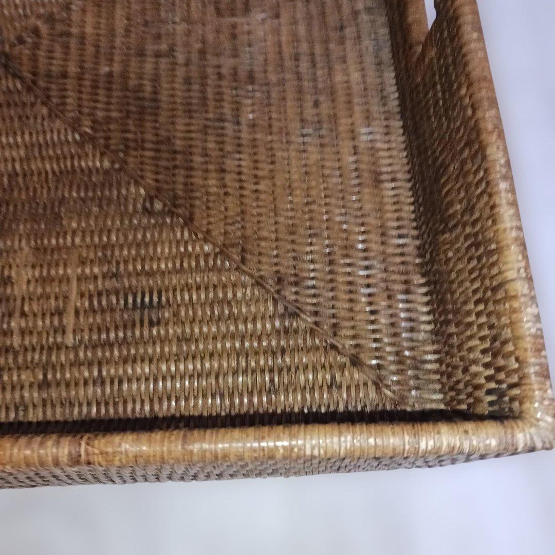 極美品　ラタン 　バトラーズトレーテーブル 　天然素材 　折りたたみ アジアン