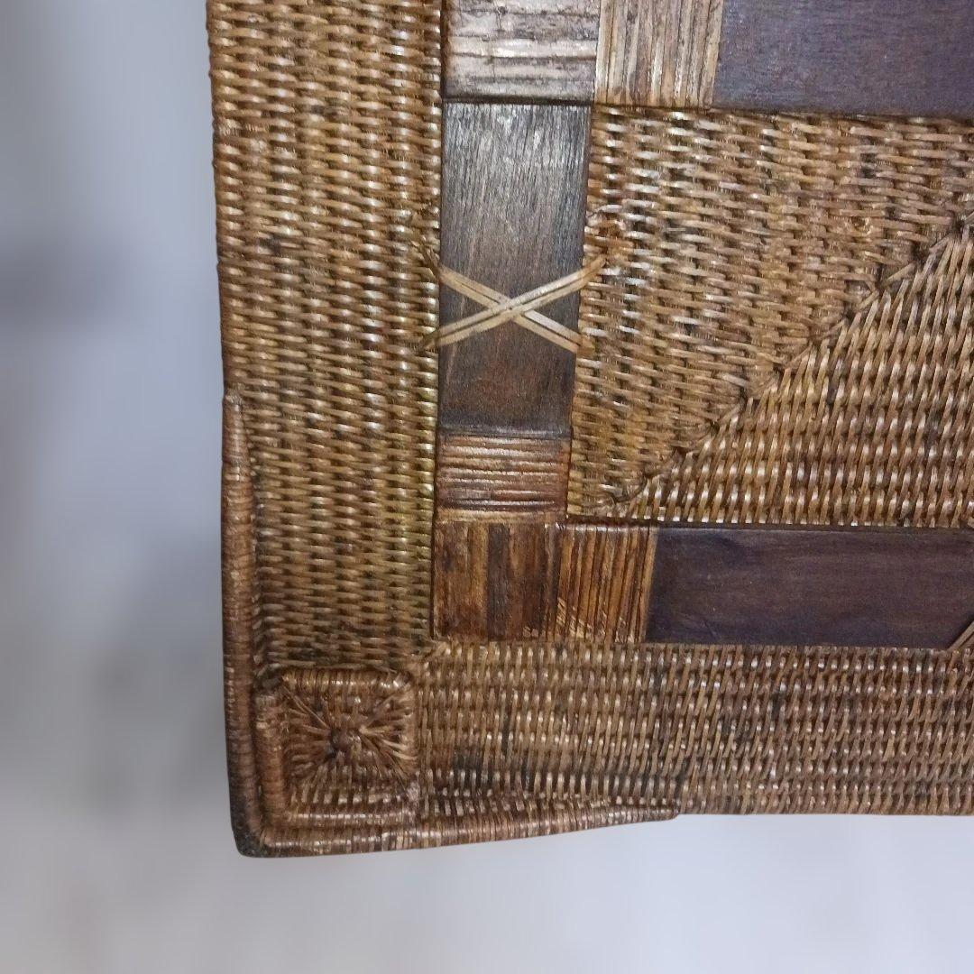 極美品　ラタン 　バトラーズトレーテーブル 　天然素材 　折りたたみ アジアン