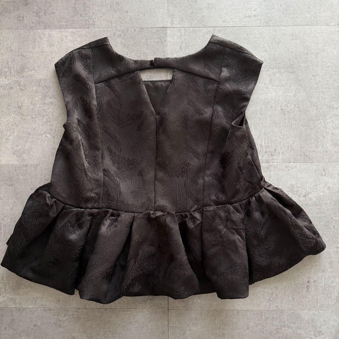 nianaフェザー柄ジャガードペプラム セットアップ パンツドレス オケージョン