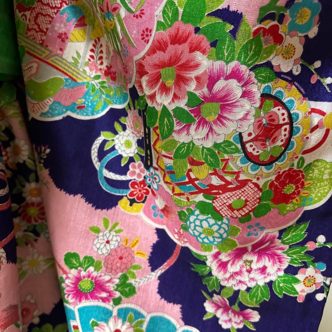 七五三　アンティーク着物セット　紫色　ピンク色　　水色　7歳　ハーフ成人式