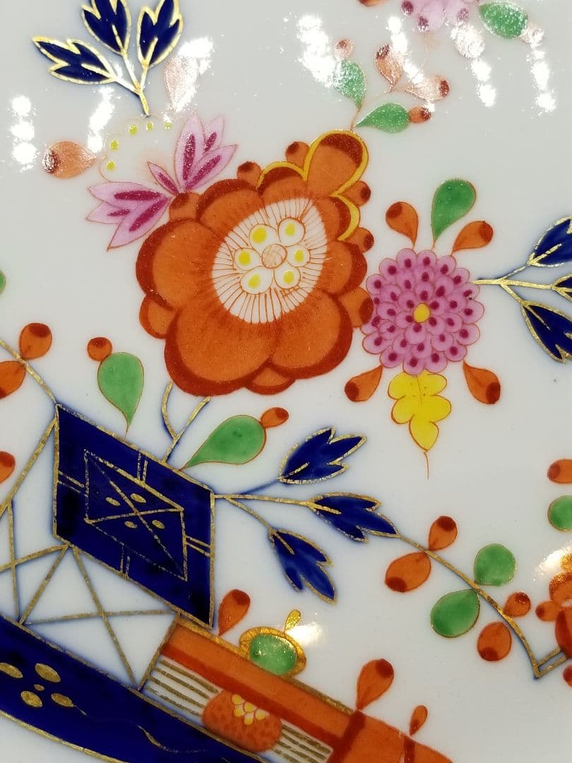 マイセン　柿右衛門写 金彩御所車花紋 プレート　希少