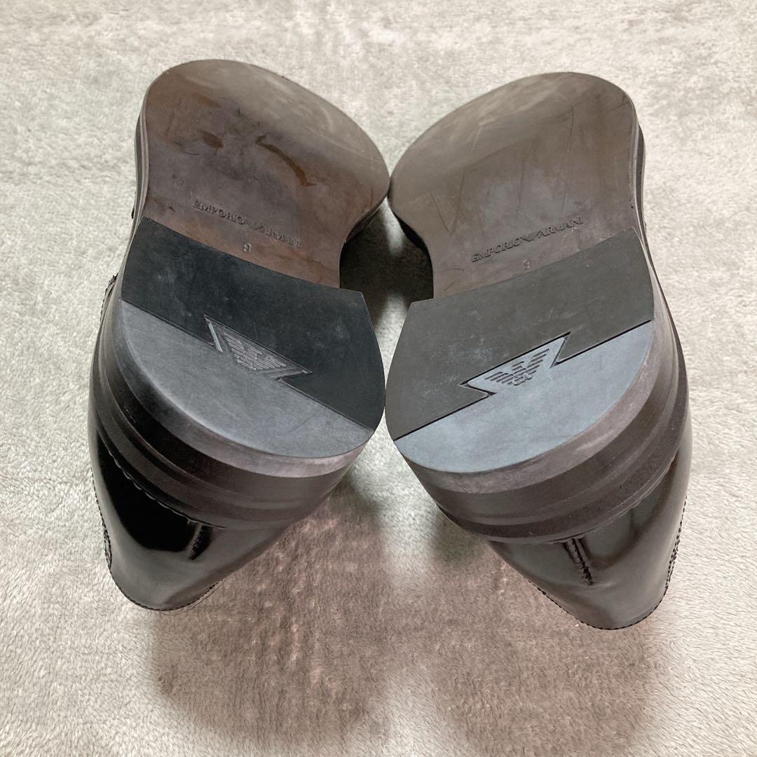 【新品】エンポリオアルマーニ レザー ビジネスシューズ 9 BK ウィングチップ