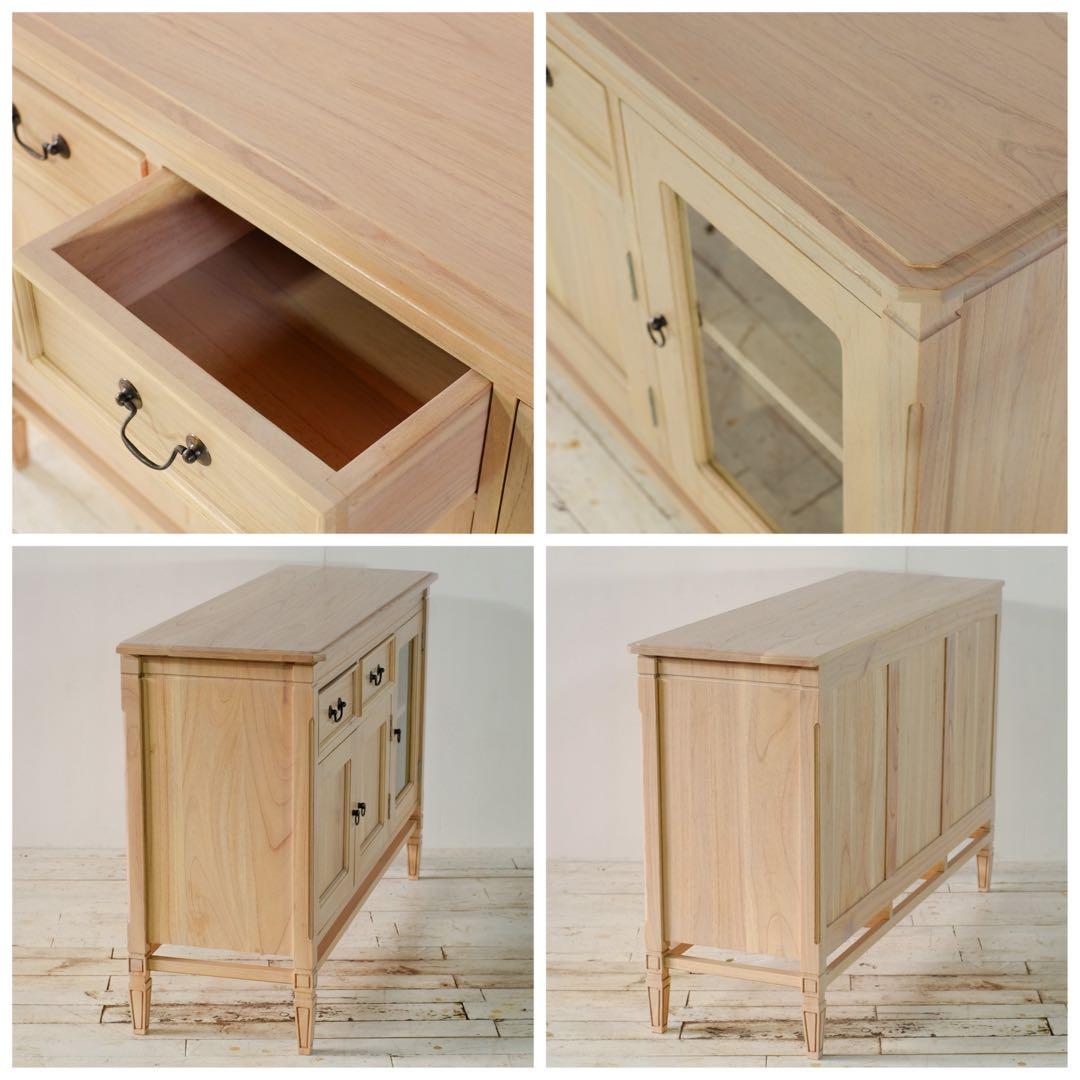 新品 ローキャビネット 収納棚 ナチュラル カントリー 北欧 ミンディ材 天然木