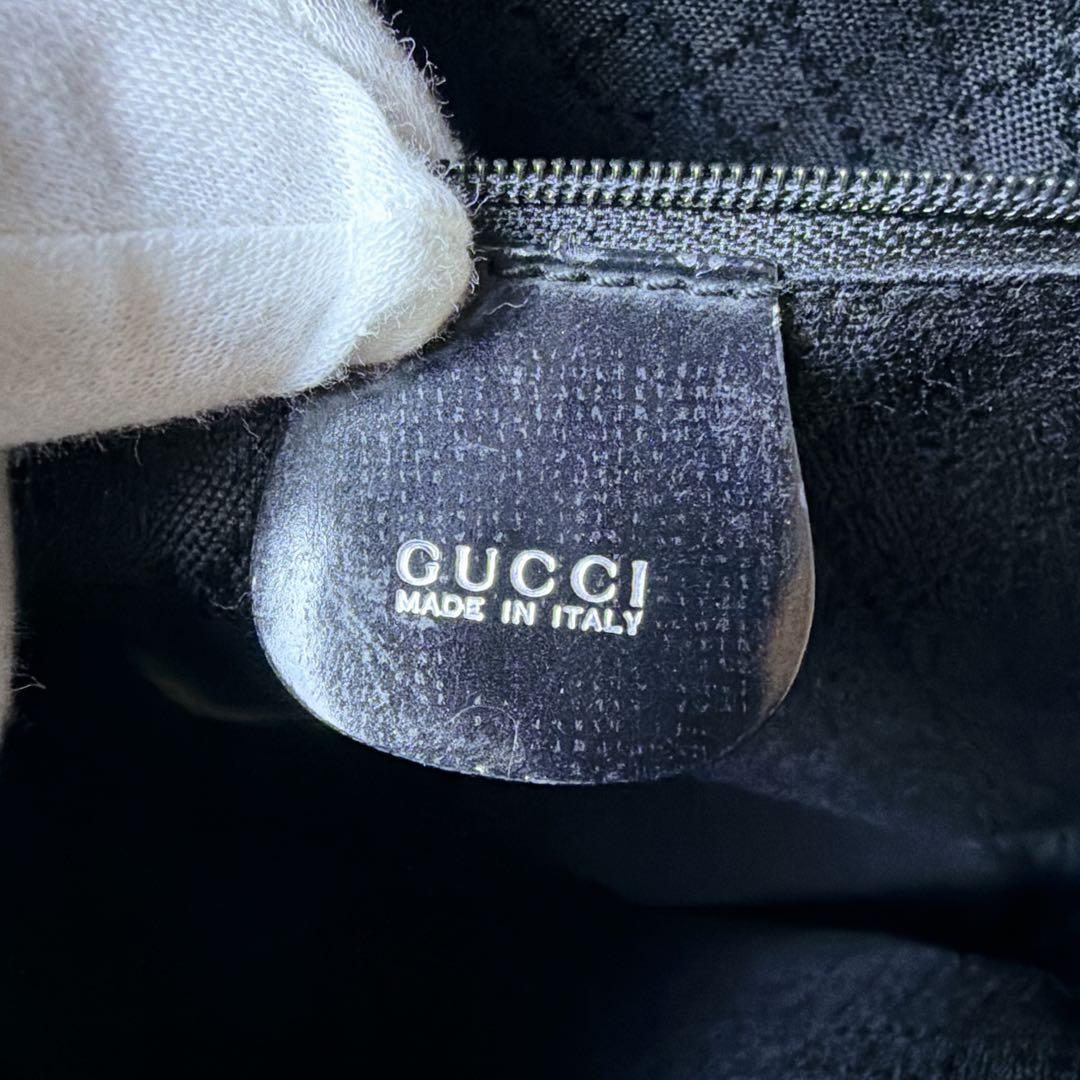 GUCCI 2way スリング ショルダーバッグ バンブー エナメル ブラック