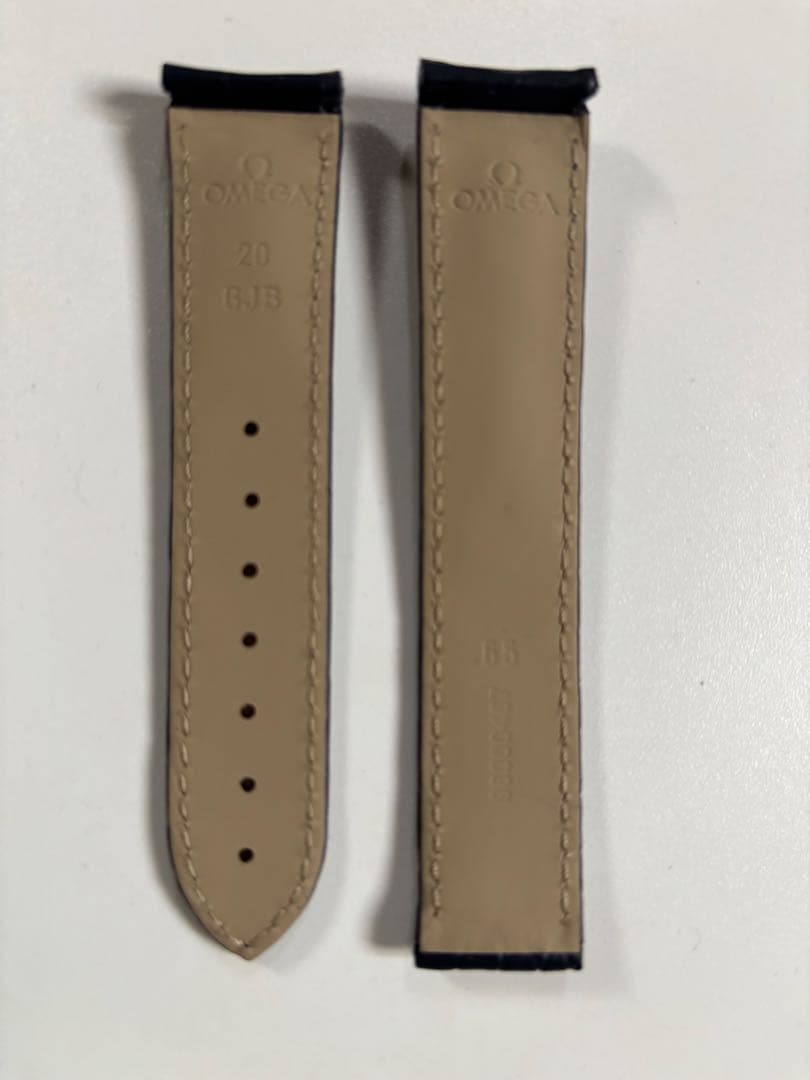 新品　オメガ 純正レザーベルト ネイビー 20mm