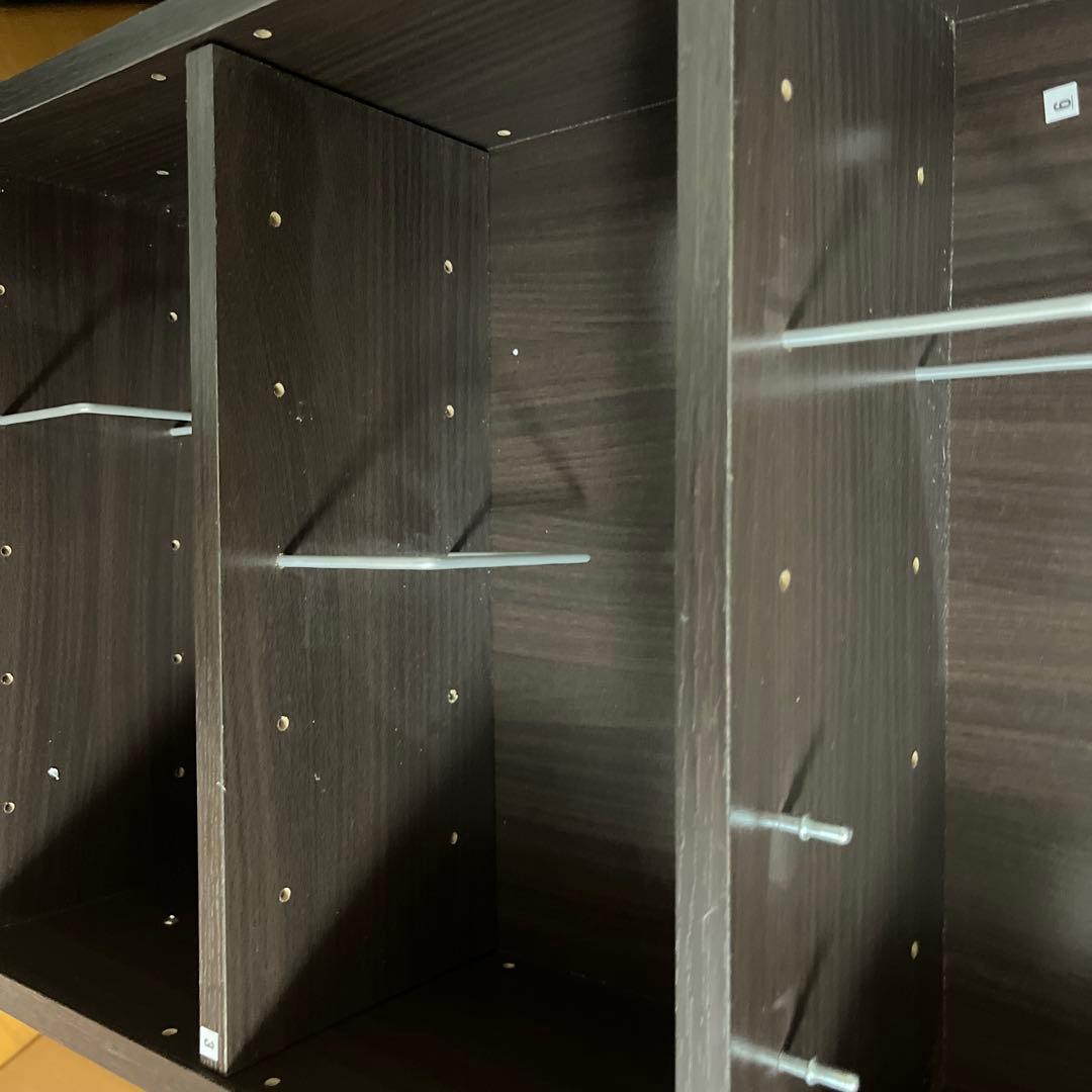 ダークブラウン 扉付き本棚 8棚 キャスター付き