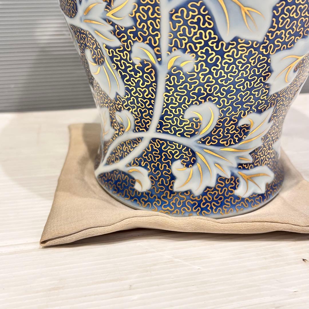 美品　美術品　牡丹彫刻外金　花瓶　深川製磁　花器　インテリア　コレクション