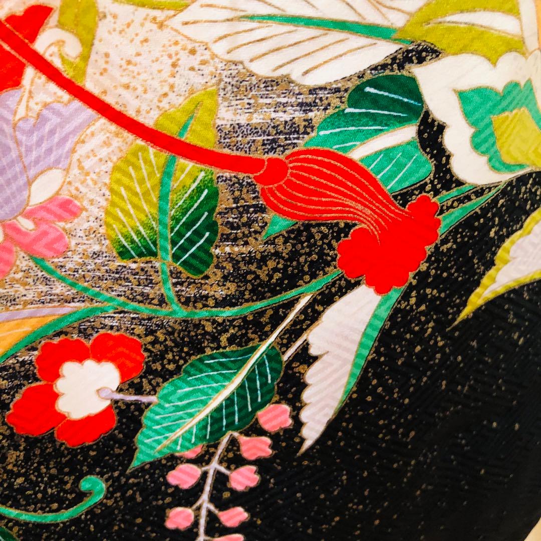 七五三 七歳‼️豪華正絹赤×黒ラメキラキラ‼️手毬熨斗金彩煌びやか際立つフルセット