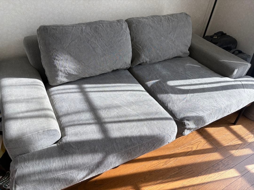 【直接取引のみ】MUTUKI グレー・2人掛けソファ 1.8m ※横浜市青葉区