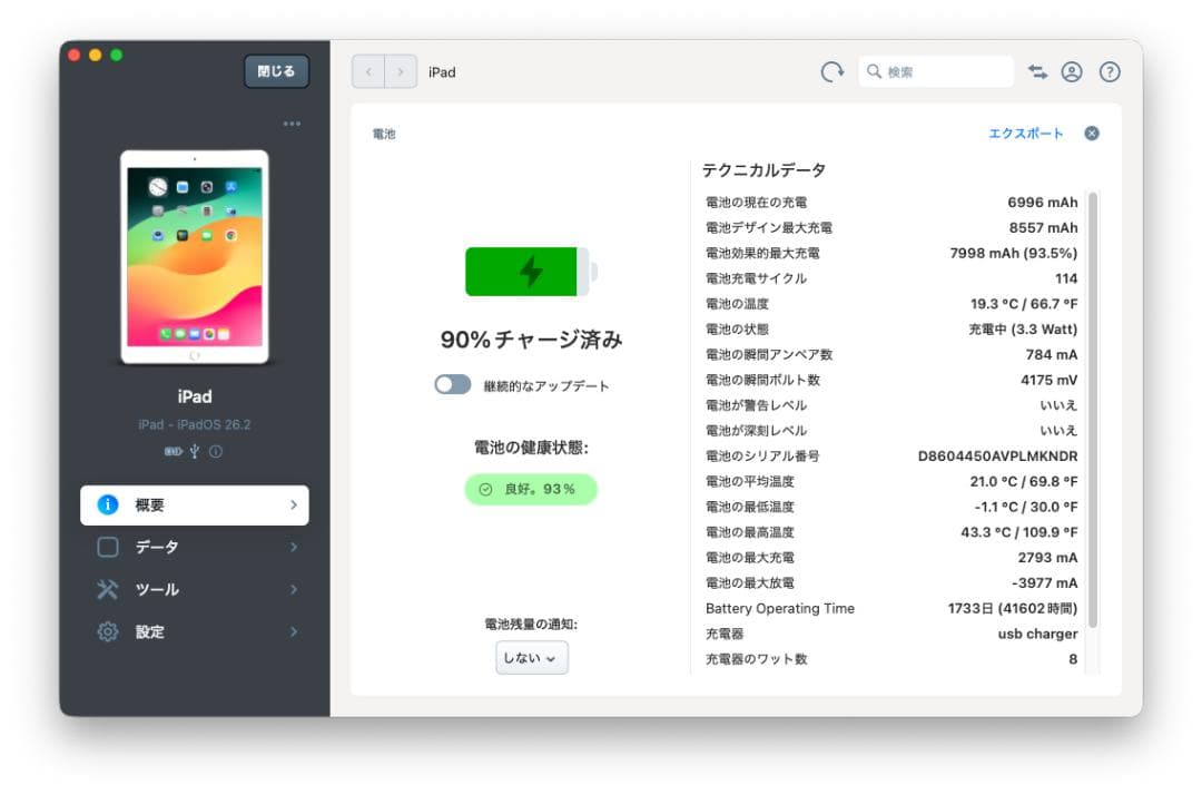 Apple iPad 第８世代 Wi-Fi 32GB バッテリー93.5％
