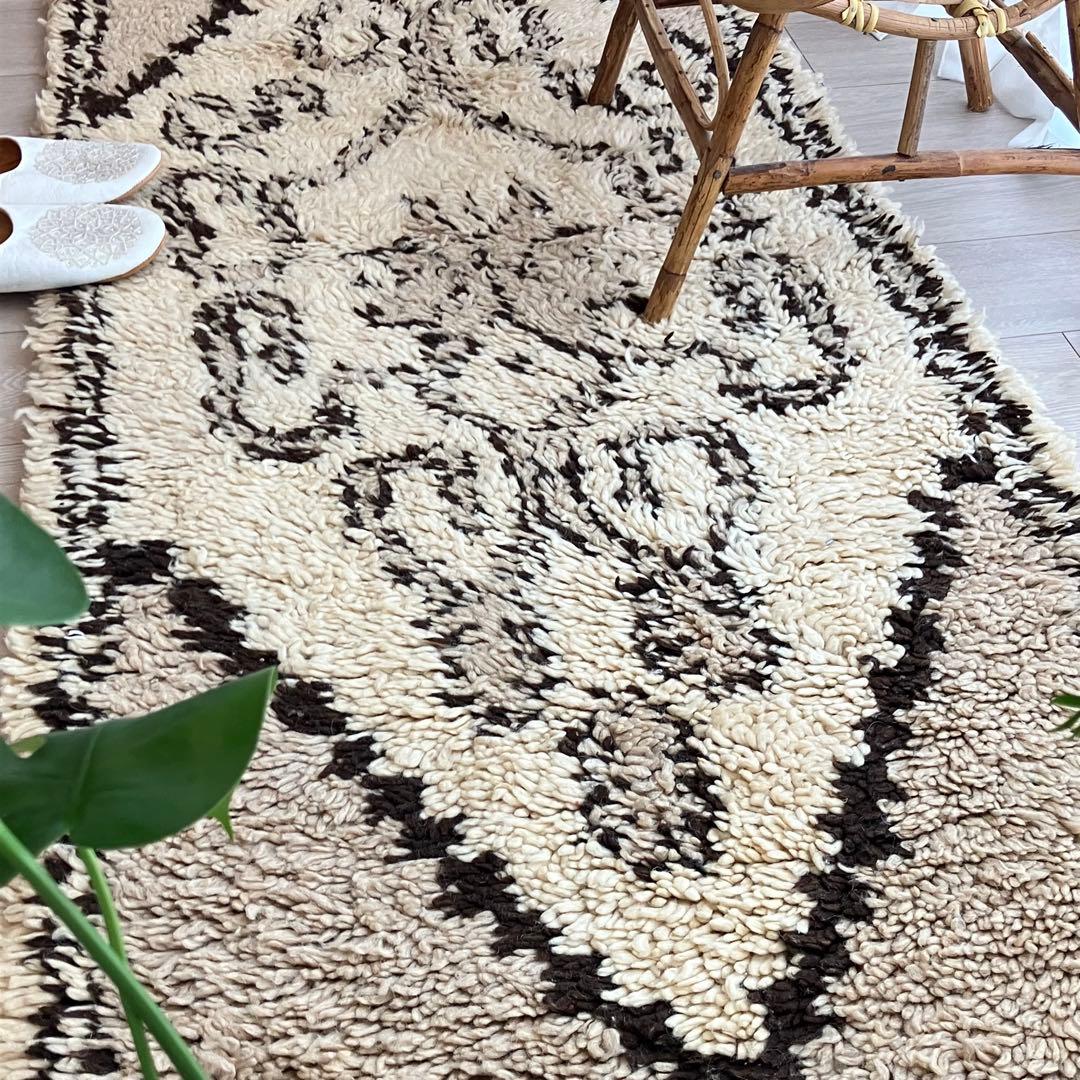 レア✳︎モロッコラグ　ミルキー　ブラウンチョコ　メダリオン　トルコヴィンテージラグ