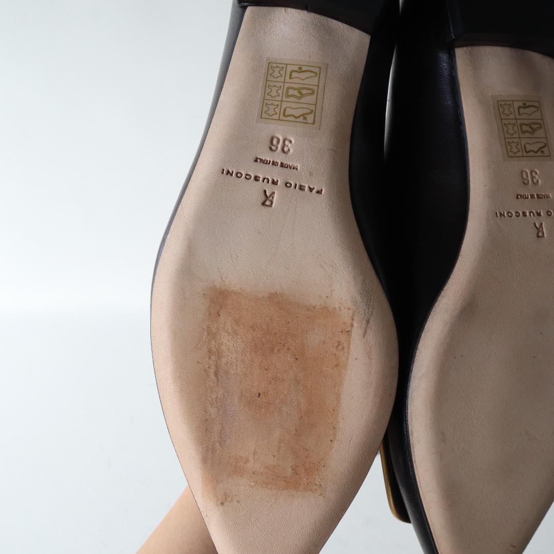 ほぼ未使用/現行ロゴ　ファビオルスコーニ　バックルフラットシューズ36黒23cm