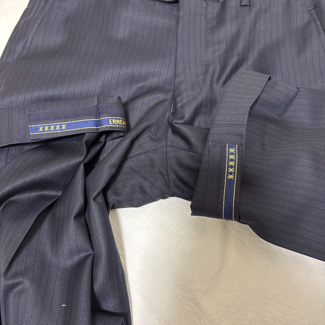 エルメネジルド ゼニア スーツ ３点セット ３ピース ストライプ柄 ネイビー