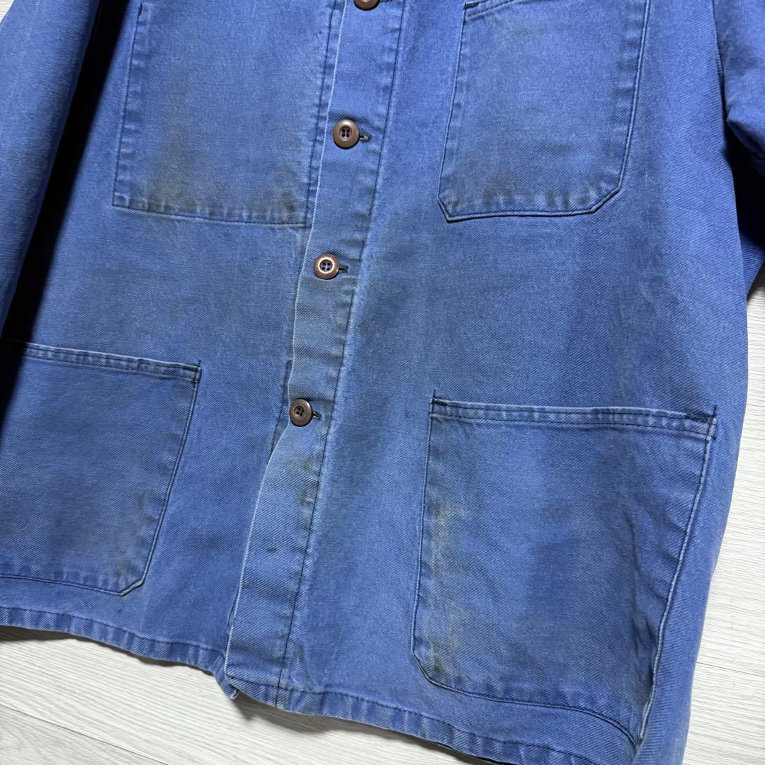 40s〜50s フレンチワークジャケット 良フェード モールスキン 木ボタン