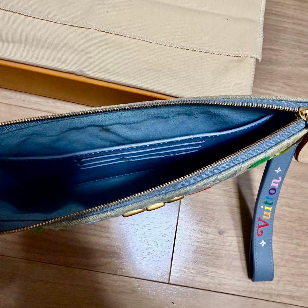 【希少・限定品】ルイヴィトン　クラッチバッグ デニム ライトブルー マルチカラー