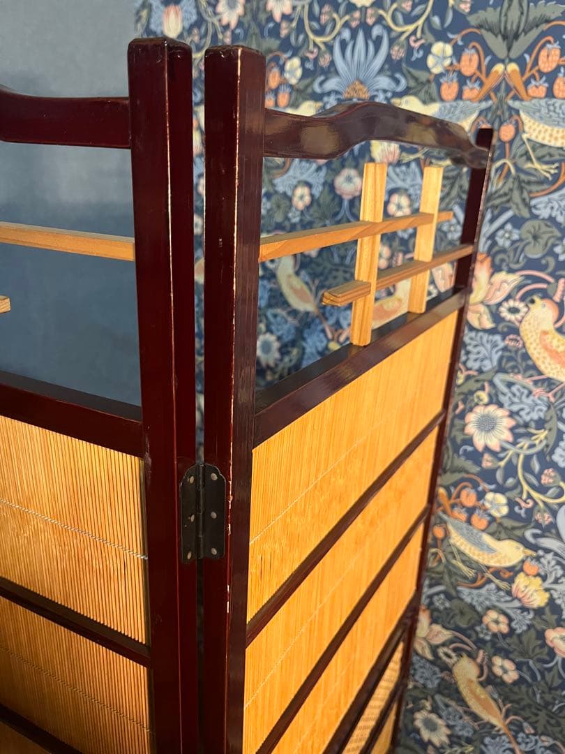 竹細工 衝立 4連 パーテーション 和風 モダン 間仕切り 昭和レトロ 古家具