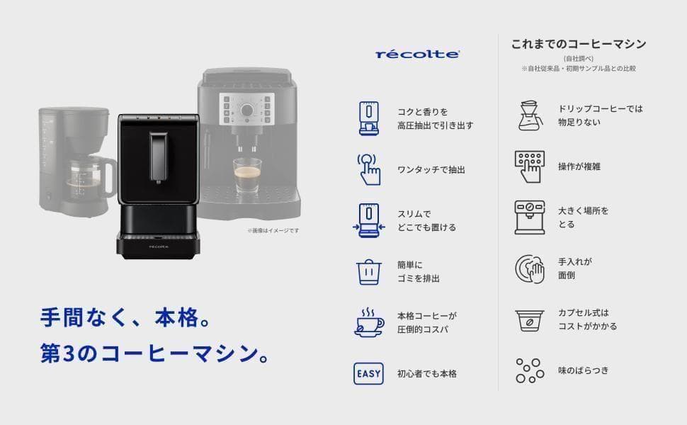 【新品】レコルト 全自動エスプレッソコーヒーマシン REC-1 コーヒー豆付