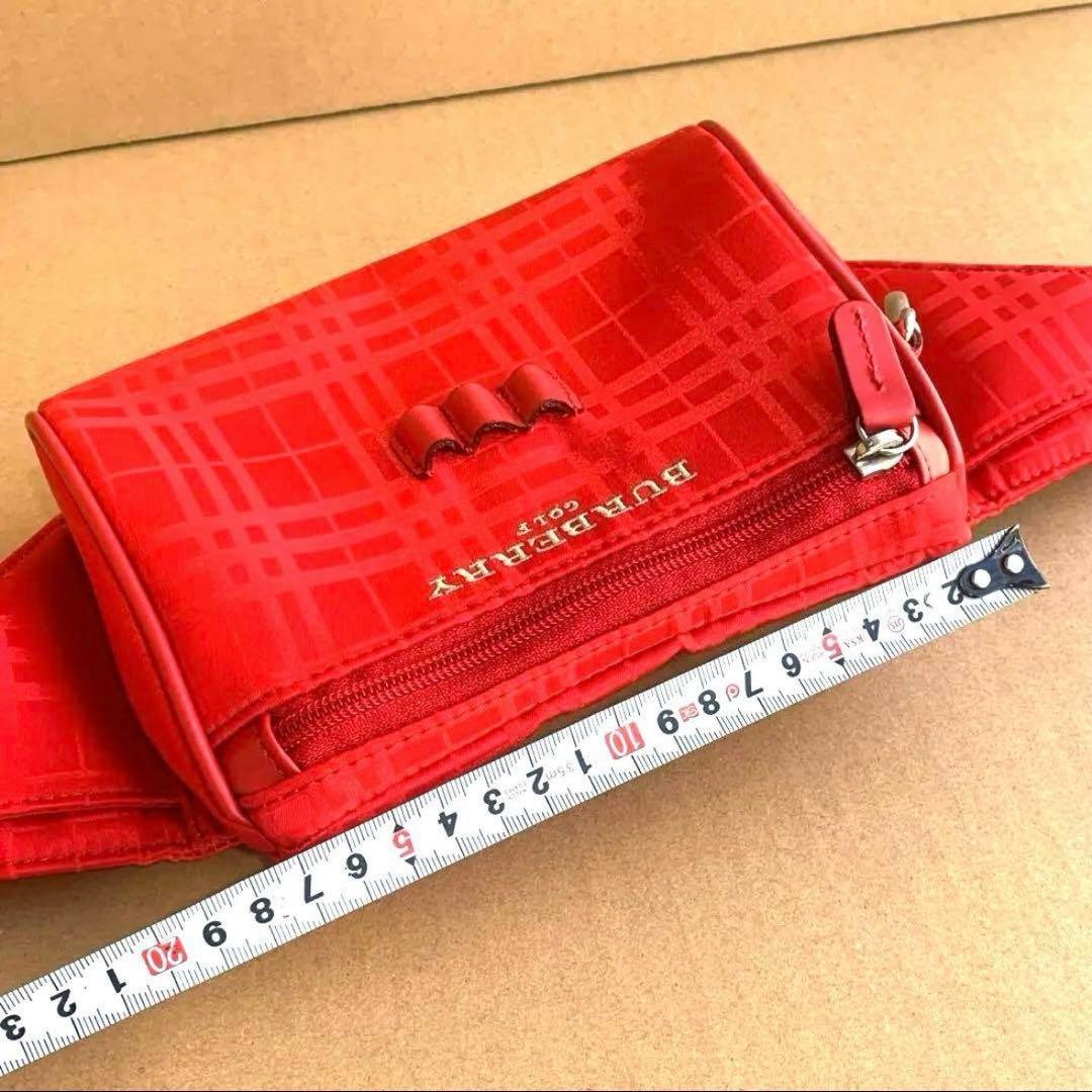 BURBERRY GOLF レッド チェック柄 ウエストポーチ ゴルフグッズ