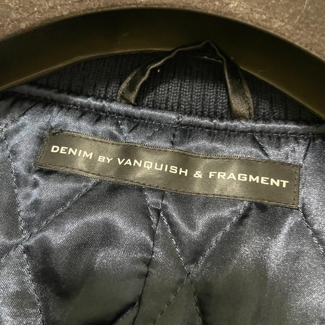 美品　フラグメント　デニムスタジャン　袖レザー切替　キルティング　ネイビー　M