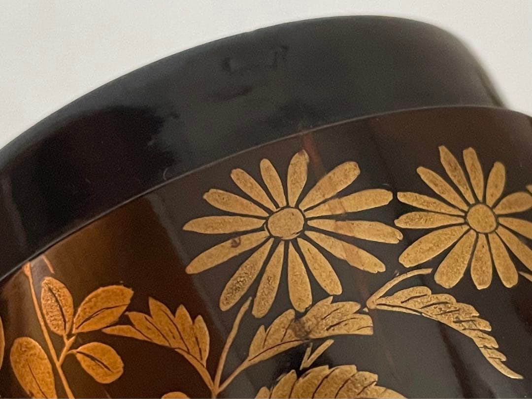 骨董　アンティーク　蒔絵　菊　萩　花文様　棗　箱なし　古蒔絵　時代蒔絵　秋草