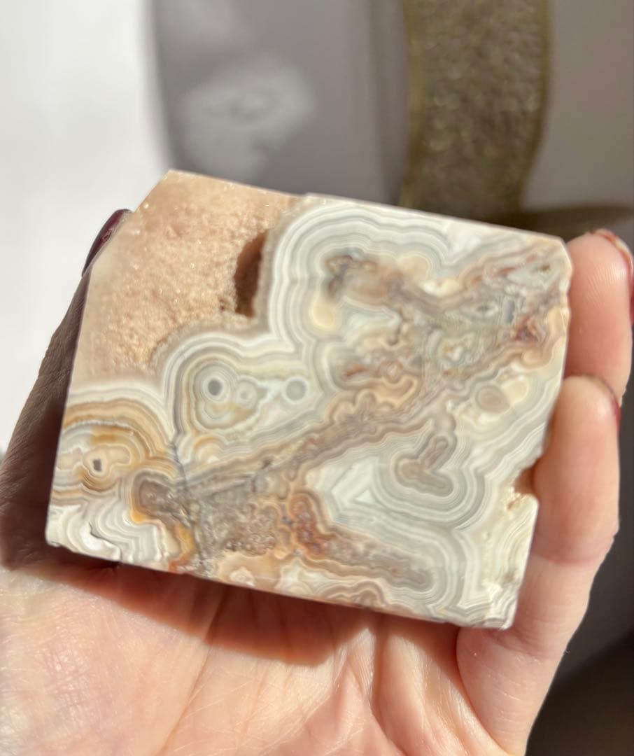 《大型・一点物》メキシカンクレイジーレースアゲート ジオード一周タワー約24cm