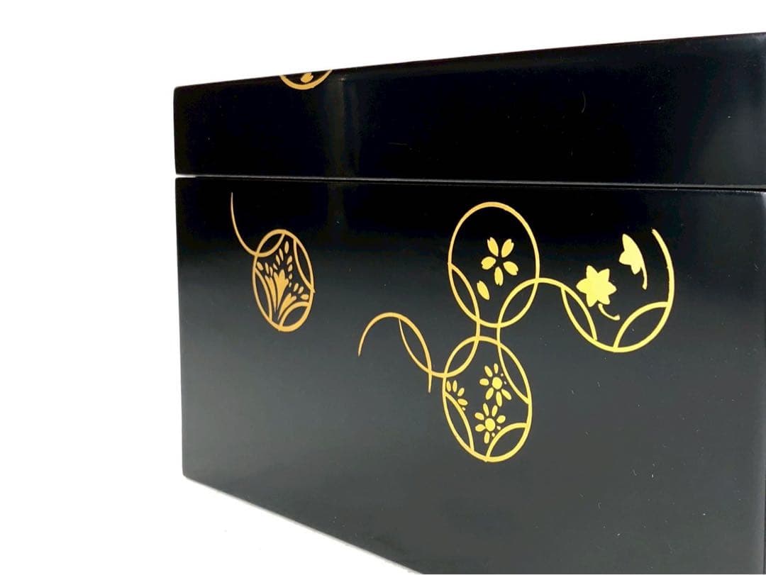 割引❣️『虎』塗師 岡本 陽斎 七宝蒔絵 黒塗 利休茶箱 共箱 （1F箱⑤）