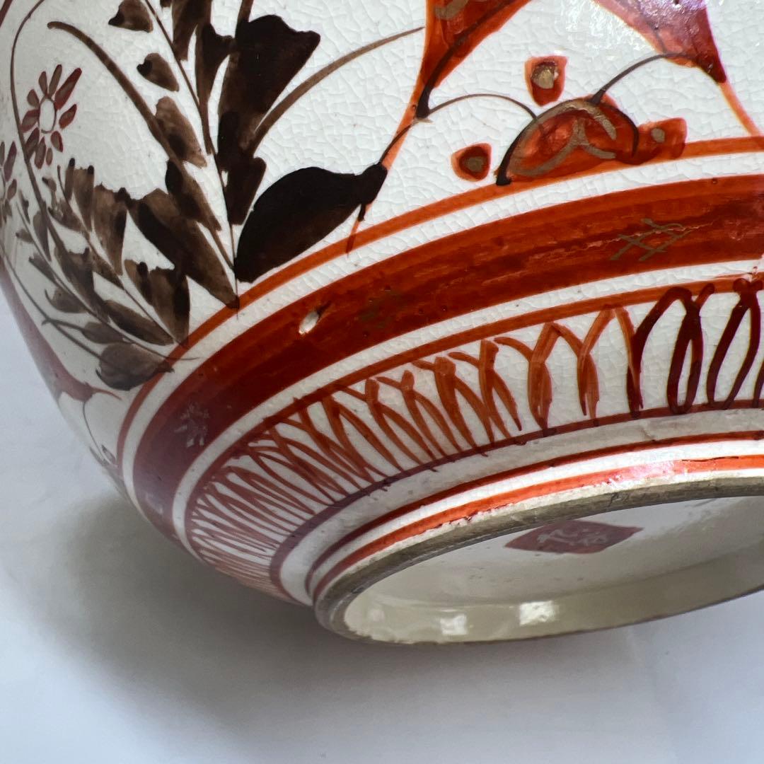 明治初期　九谷焼　赤絵人物画鉢大小　口径約21.5/18.5㎝東Y8-0123①