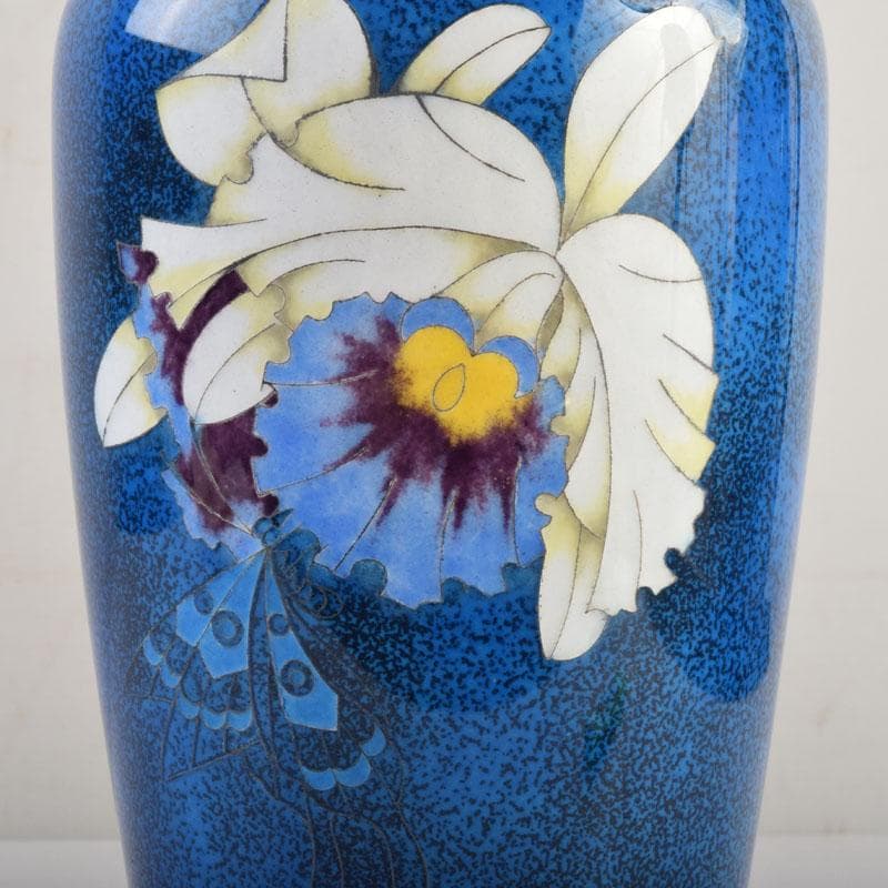 七宝焼　大吉七宝工房　太田博明作　花蝶文　花瓶　V　9147