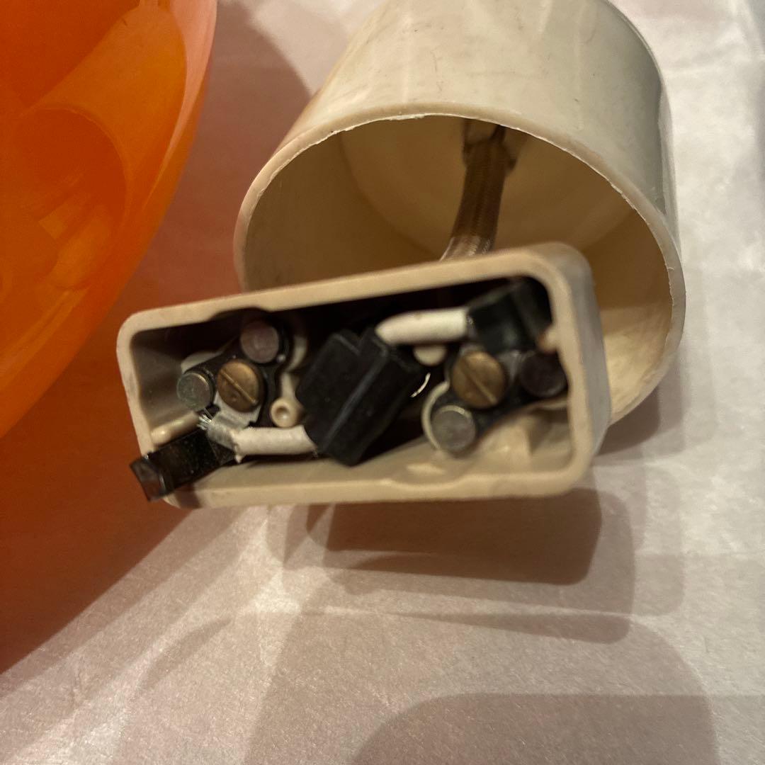 オレンジ　レトロ　ストライプ　ガラスペンダントライト