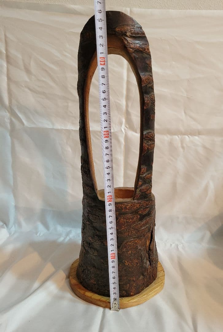 天然木製　円筒形小物入