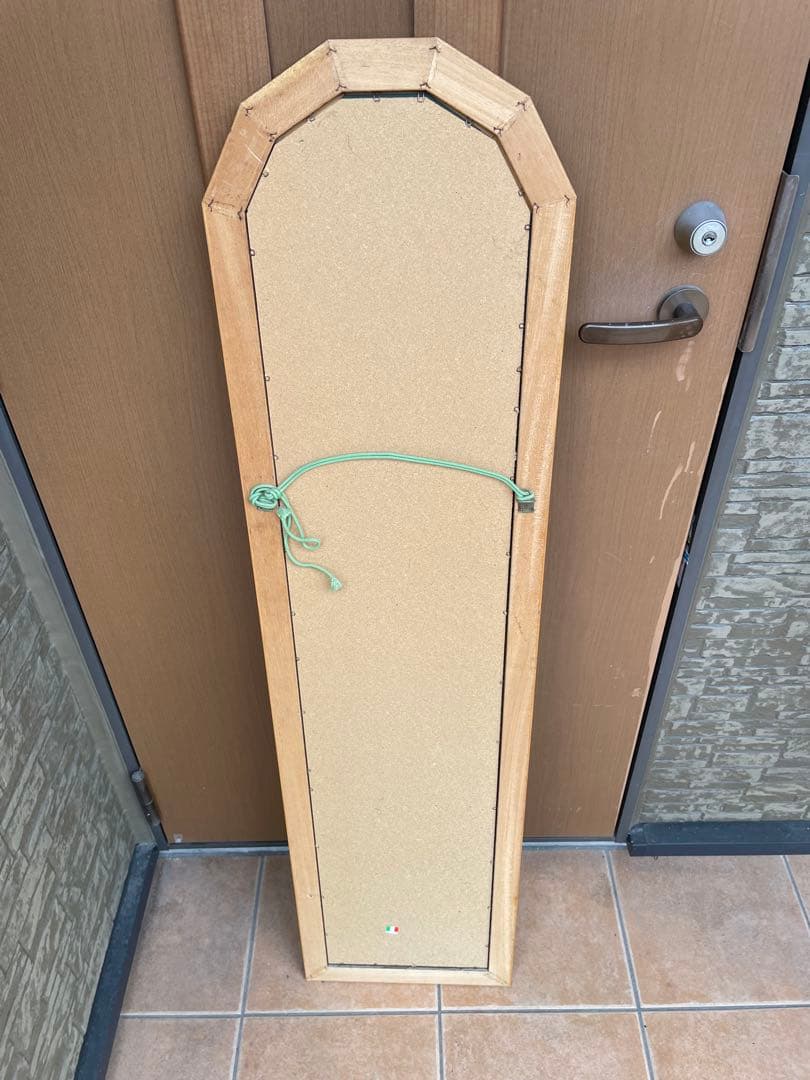 イタリア製　ミッドセンチュリー 木製フレーム 壁掛け鏡 ミラー ウォールミラー