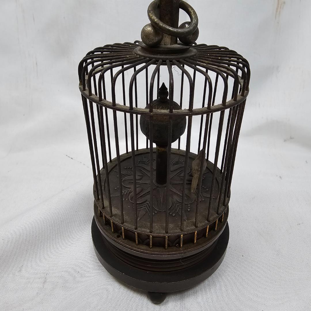 【超希少】戦前 レトロ ゼンマイ式 置時計 象 鳥かご 飾り物 ギミック時計